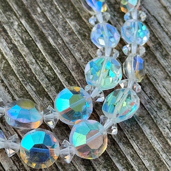 🤩 Rare Aurora Borealis AB Double Strand Necklace - Picture 1 of 4